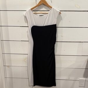 Connected Apparel Black and White Midi Dress